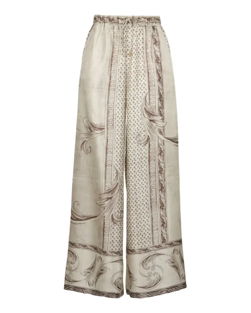 Max Mara Print-Hose mit elastischem Bund - Nude Nude