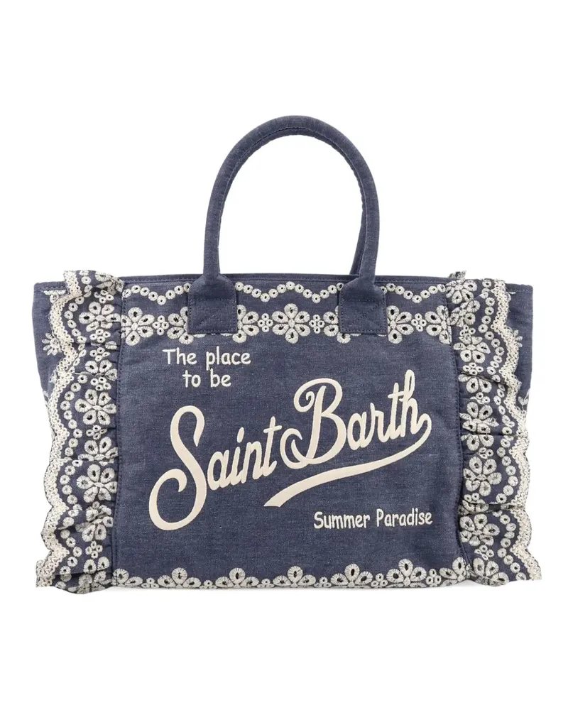 MC2 Saint Barth broderie anglaise ruffled tote bag - Blau Blau