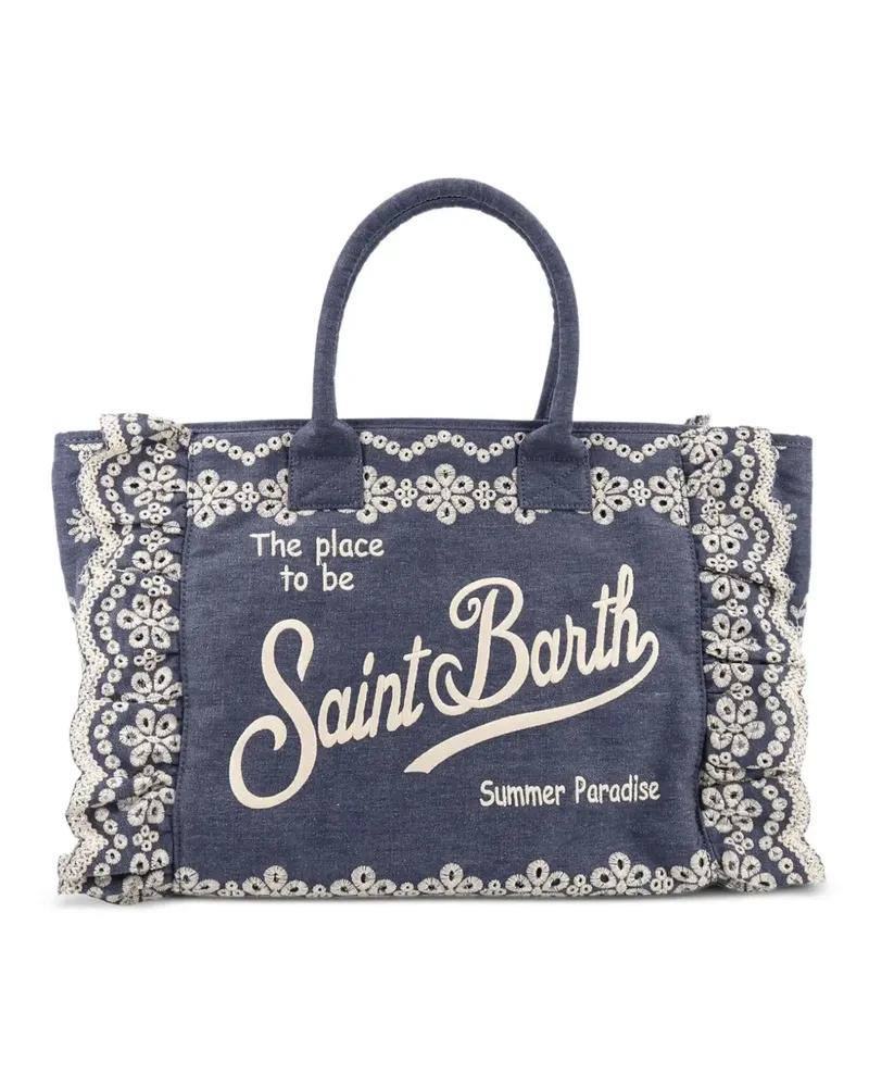 MC2 Saint Barth broderie anglaise ruffled tote bag - Blau Blau