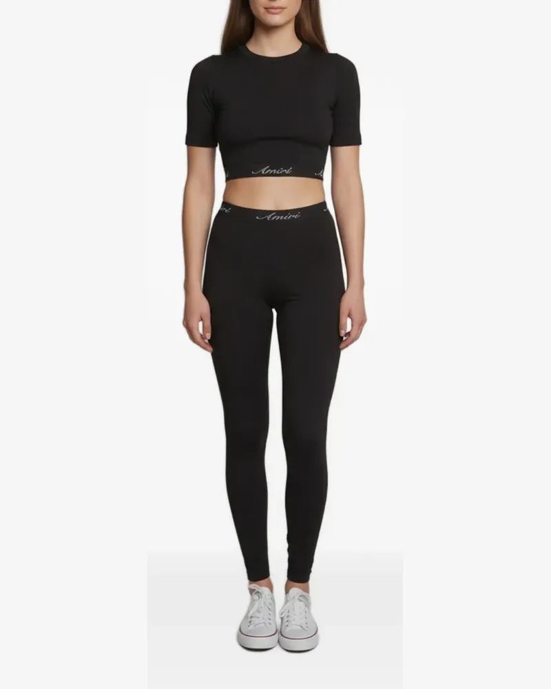 Amiri Set aus Oberteil mit Logo-Besatz und Leggings - Schwarz Schwarz