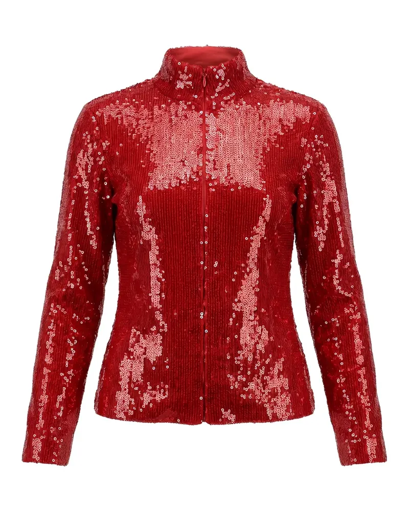Valentino Garavani sequinned high-neck zip-up jacket - Rot Rot