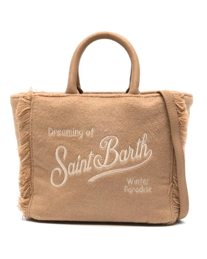 MC2 Saint Barth mini Vanity fringed embroidered tote bag - Nude Nude