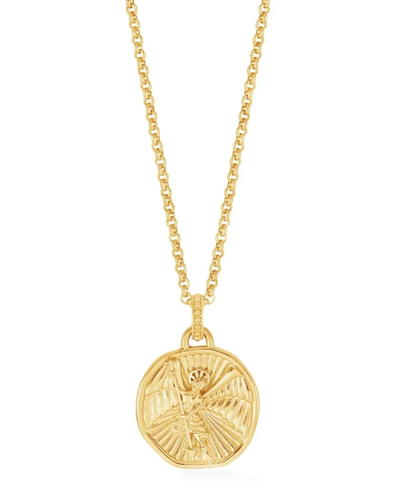 Dower & Hall Goldfarbene Halskette mit graviertem Anhänger Gold