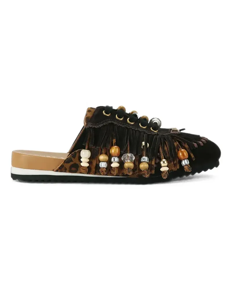 Kurt Geiger Islington P Mules mit Fransen - Schwarz Schwarz