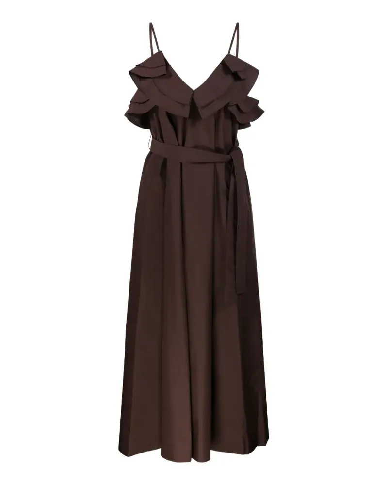 P.A.R.O.S.H. P.A.R.O H. Gerüschtes Midikleid - Braun Braun