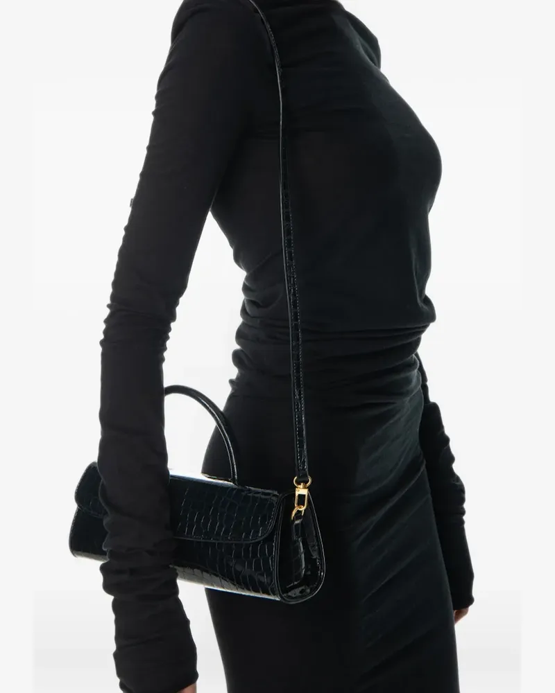 by FAR Mini Longa crocodile-embossed east-west bag - Blau Blau
