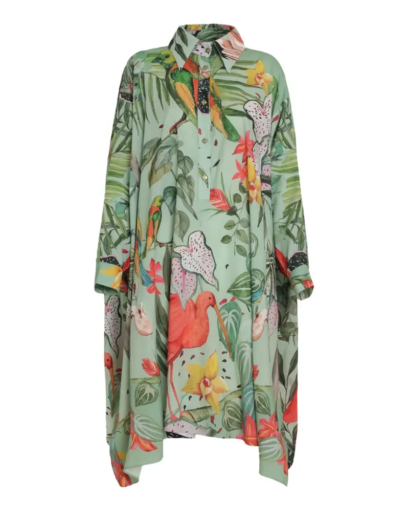 Amir Slama Oversized-Hemdkleid mit tropischem Print - Grün Grün