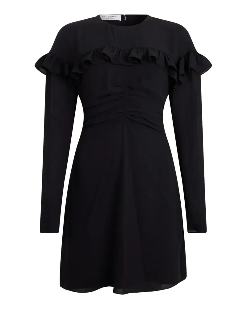 Philosophy Di Lorenzo Serafini ruffled-trim ruched dress - Schwarz Schwarz