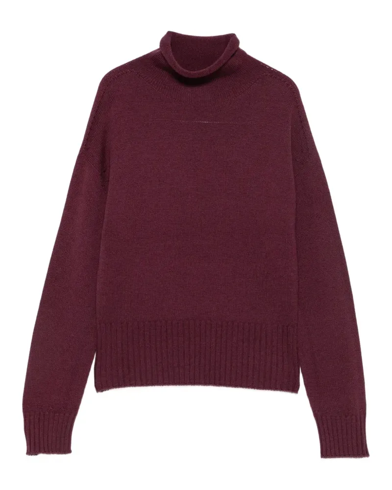 Arovescio Rollkragenpullover mit geripptem Saum - Rot Rot