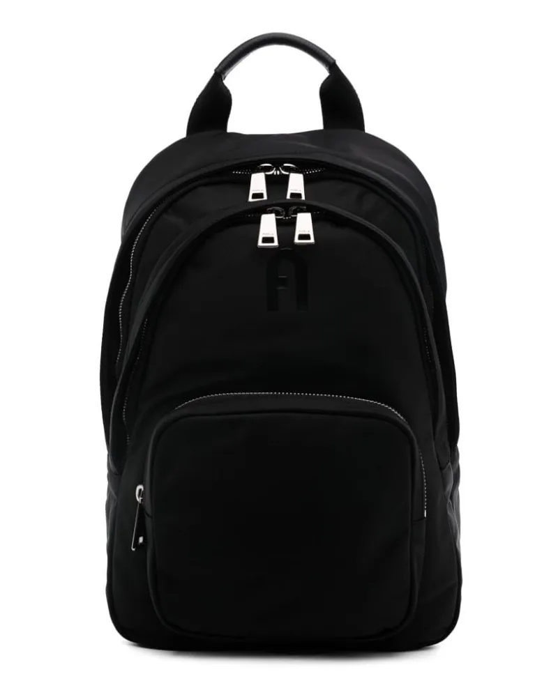 Furla Wattierter Rucksack mit Logo Schwarz