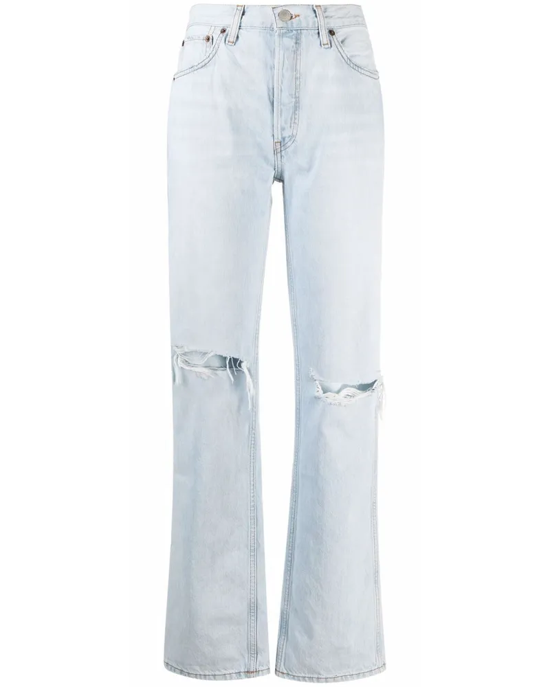 RE/DONE Jeans in Distressed-Optik - Blau Blau