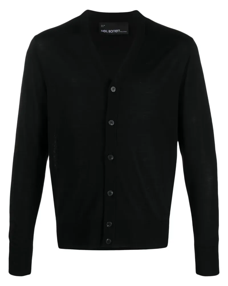 Neil Barrett Fein gestrickter Cardigan - Schwarz Schwarz