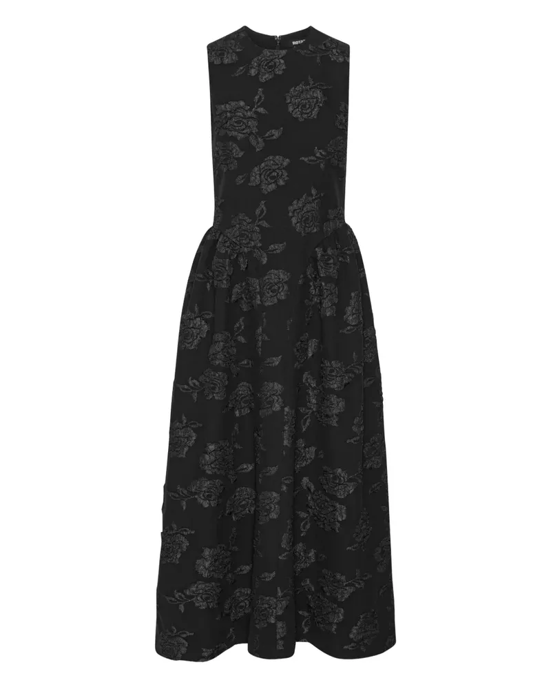 ROTATE Birger Christensen Jacquard-Midikleid mit Blumenmuster - Schwarz Schwarz