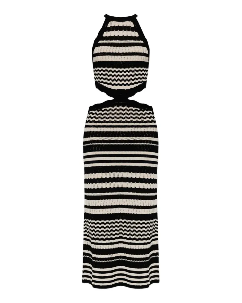 AKEP stripe-knit cutout dress - Schwarz Schwarz