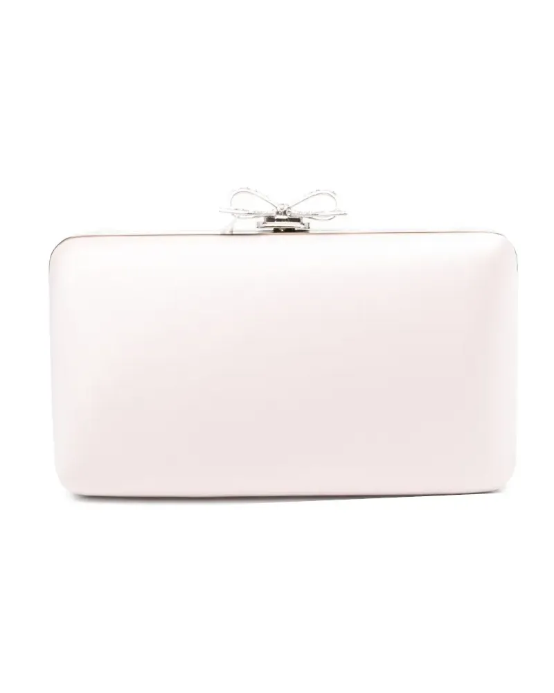 Self-Portrait bow-embellished satin mini clutch bag - Rosa Rosa