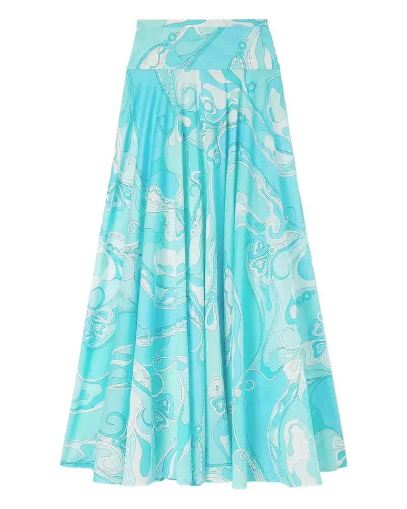 Emilio Pucci Orchidee-print long skirt - Blau Blau