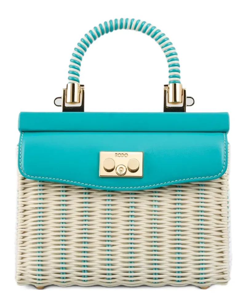Rodo Clutch mit Kalbslederbesatz - Blau Blau