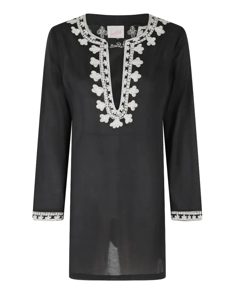 MC2 Saint Barth embroidered long-sleeve kaftan - Schwarz Schwarz