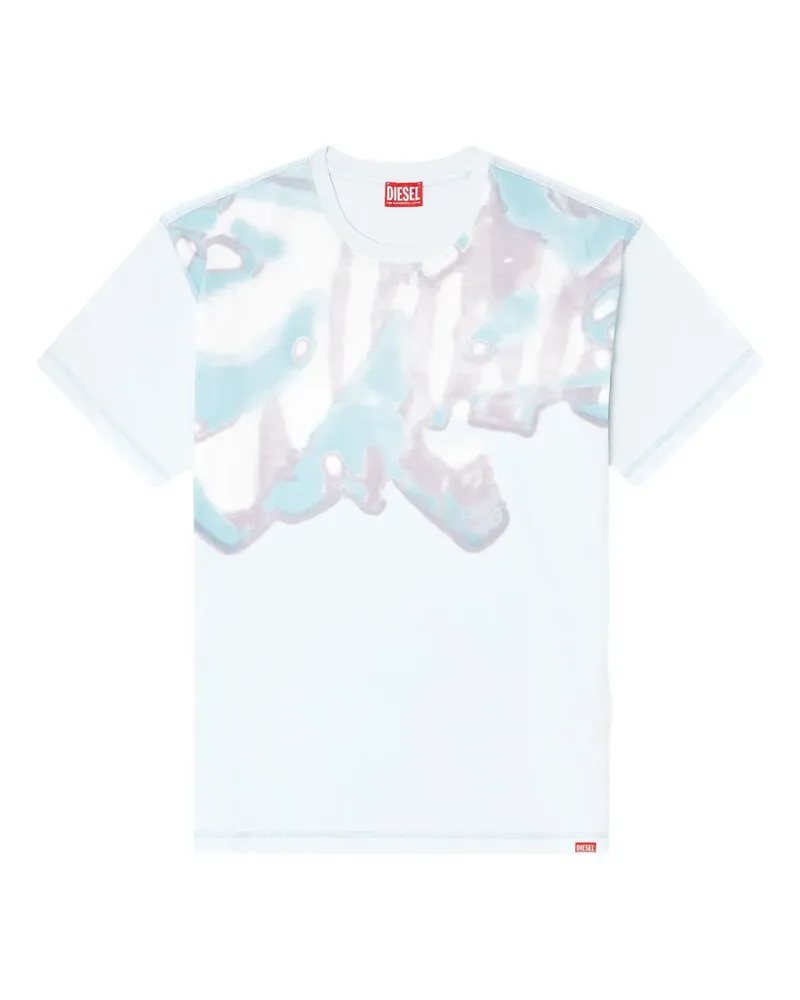 Diesel T-Shirt mit ausgeblichener Grafik - Blau Blau