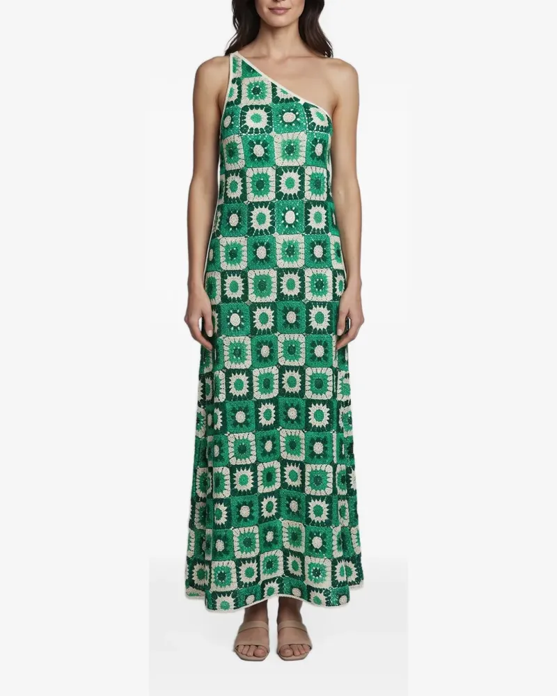 Johanna Ortiz Lemongrass one-shoulder crochet maxi dress - Grün Grün