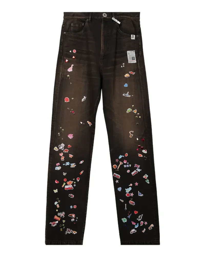 MIHARAYASUHIRO Gerade Jeans mit Sticker-Print - Schwarz Schwarz