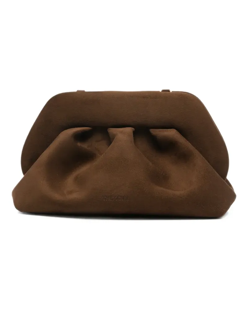 THEMOIRÈ Mittelgroße Bios Clutch mit Raffungen - Braun Braun