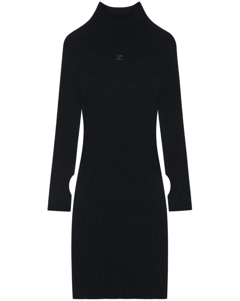 Courrèges Geripptes Strick-Minikleid - Schwarz Schwarz