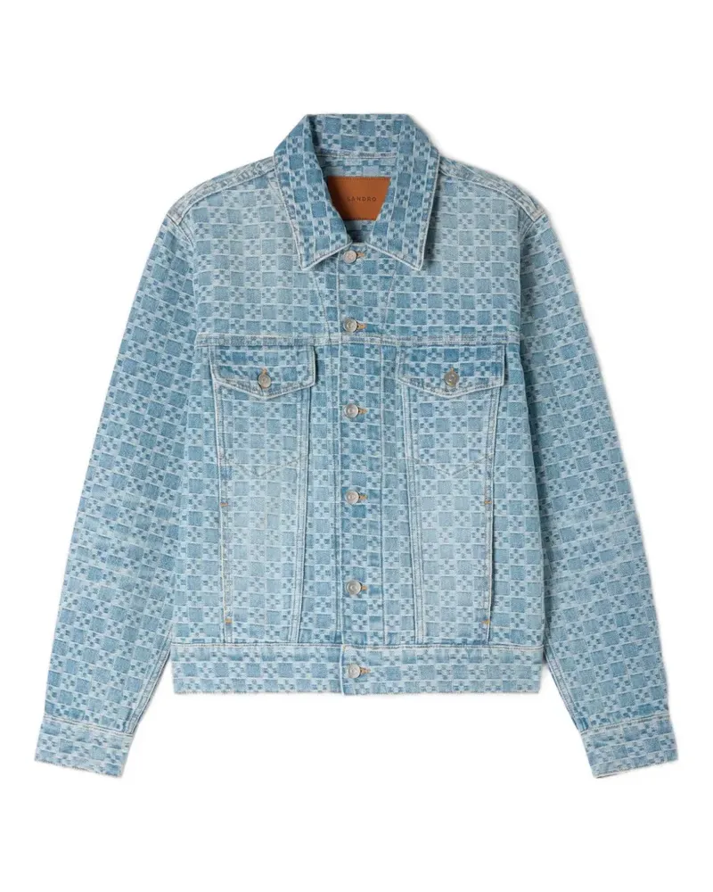 Sandro Jeansjacke mit eckigem Muster - Blau Blau