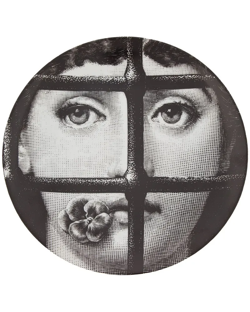 Fornasetti Teller mit Print Schwarz