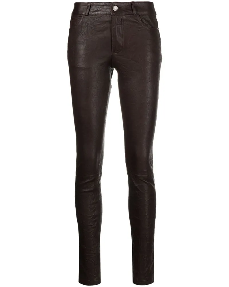 Zadig & Voltaire Schmale Phlame Lederhose - Braun Braun