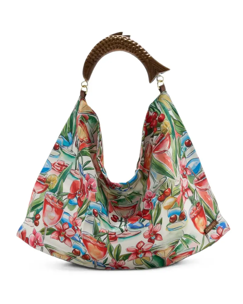 FARM Rio Schultertasche mit Cocktail-Print - Weiß Weiß