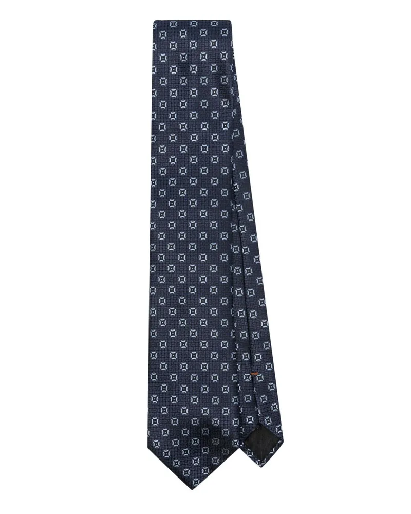 Ermenegildo Zegna Geometrisch gemusterte Krawatte - Blau Blau