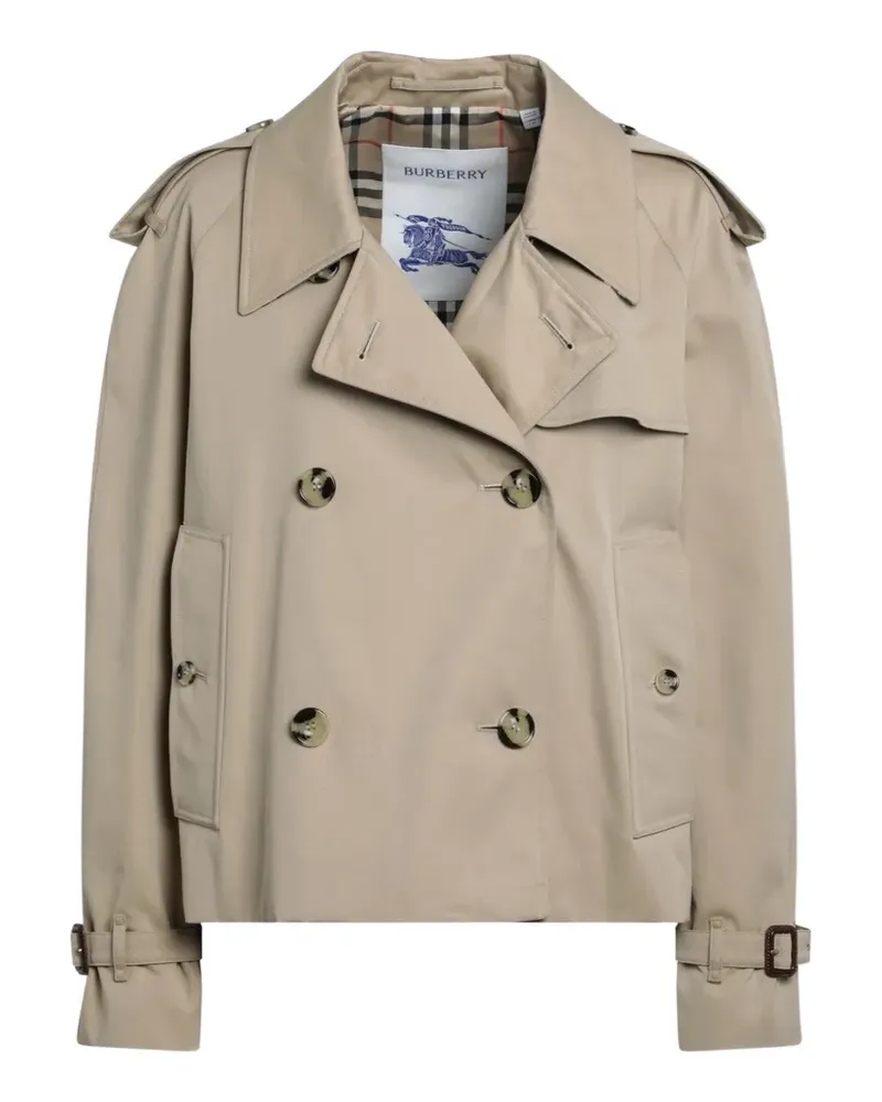 Burberry double-breasted cropped cotton trench coat - Nude Nude