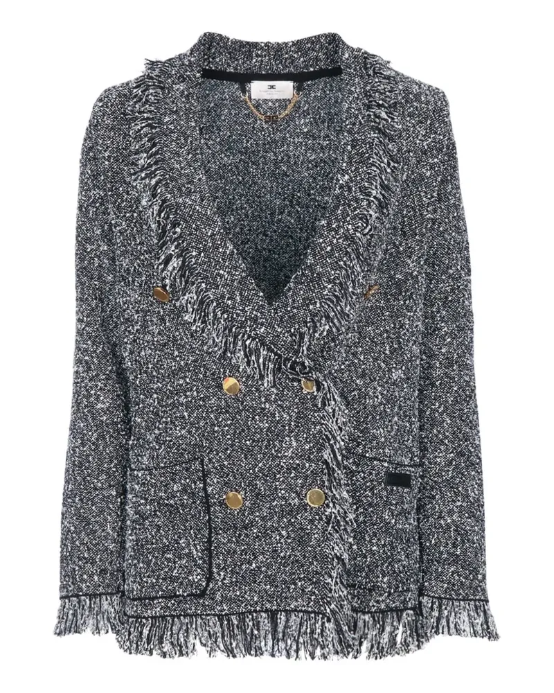 Elisabetta Franchi Doppelreihige Jacke mit Fransen - Schwarz Schwarz