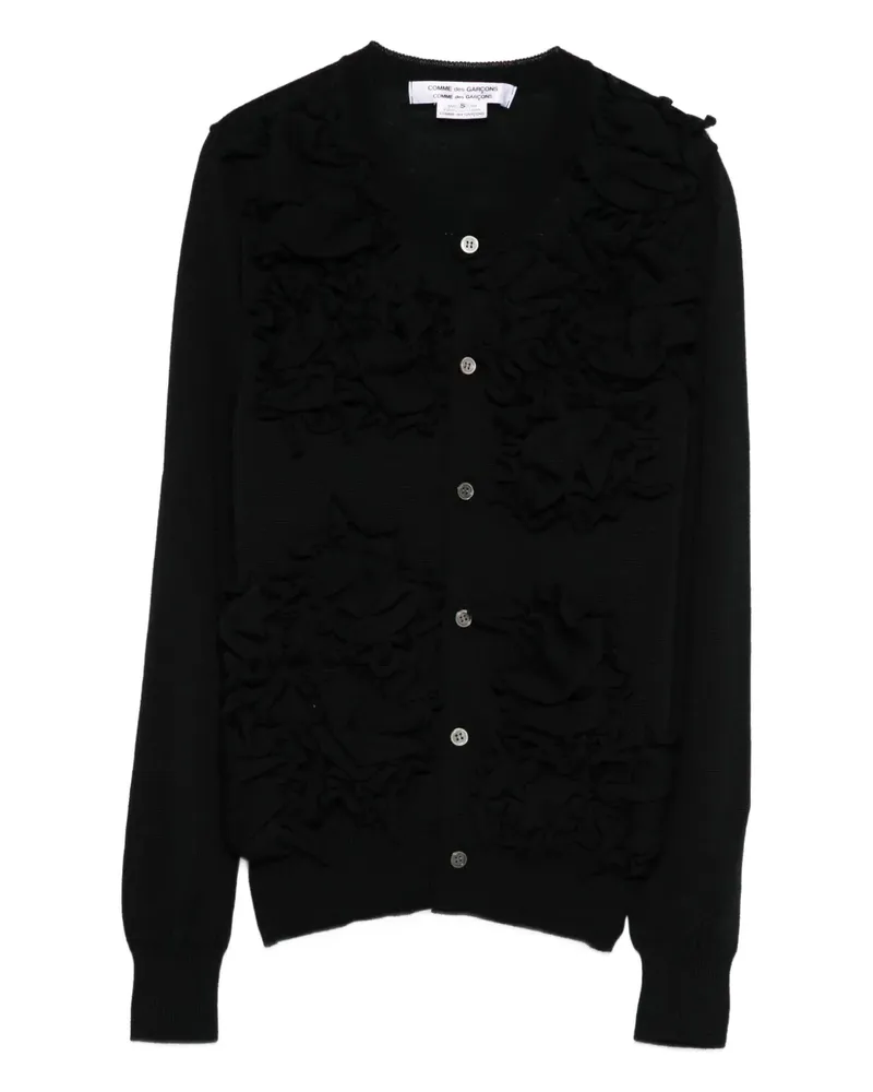 Comme des Garçons Geknöpfter Cardigan mit Rüschen - Schwarz Schwarz