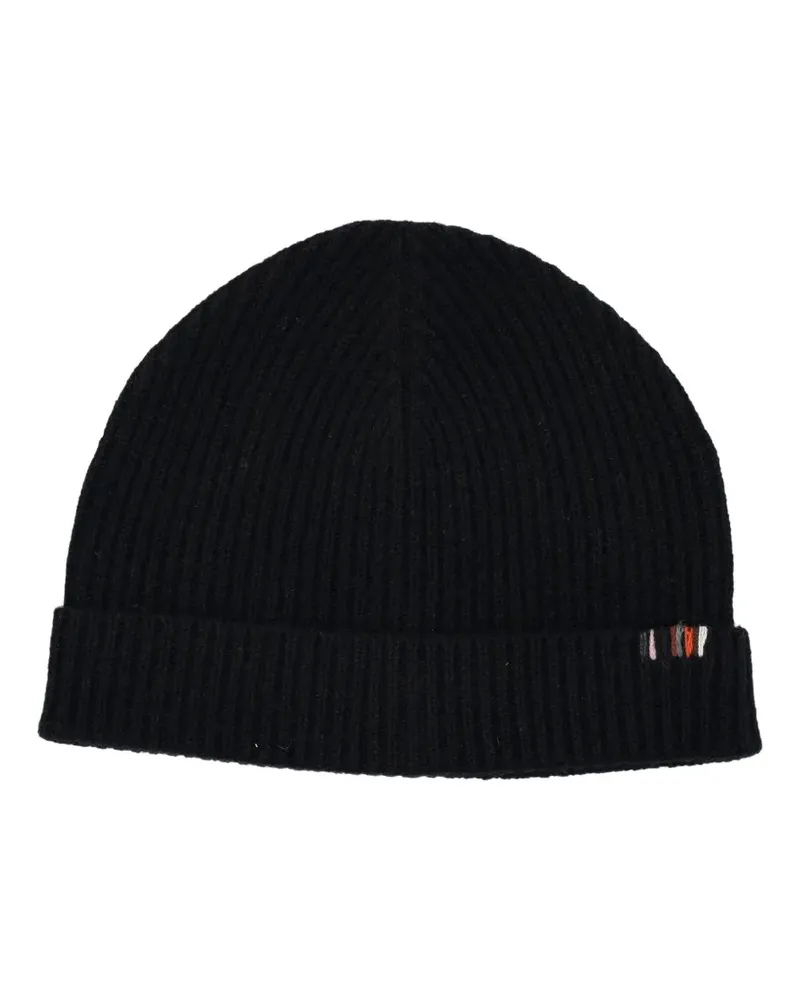 extreme cashmere ribbed beanie hat - Schwarz Schwarz