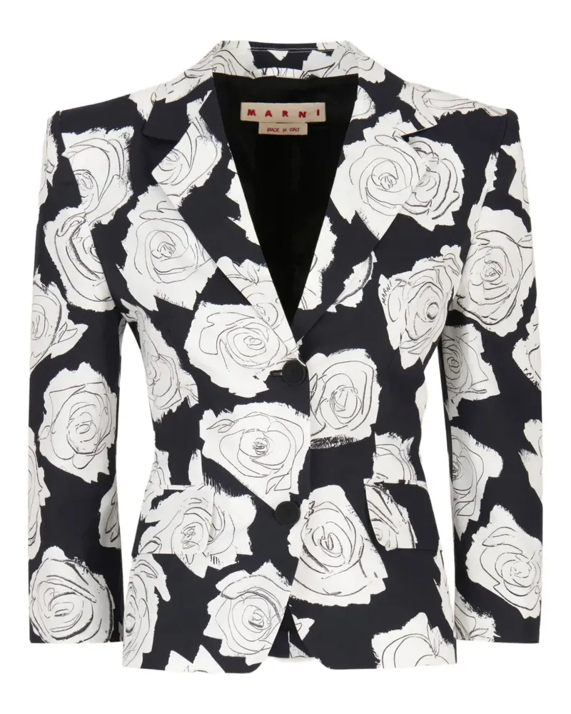 Marni Aurora Blazer mit Rosen-Print - Schwarz Schwarz
