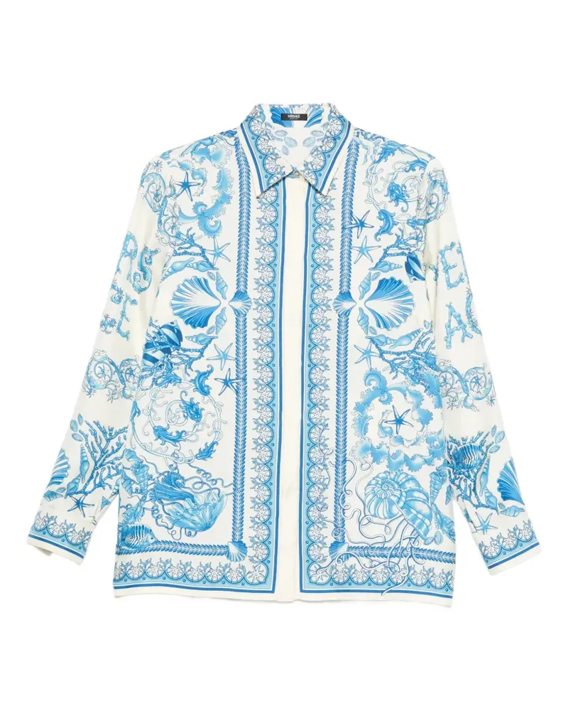 Versace Hemd mit Muschel-Print - Blau Blau
