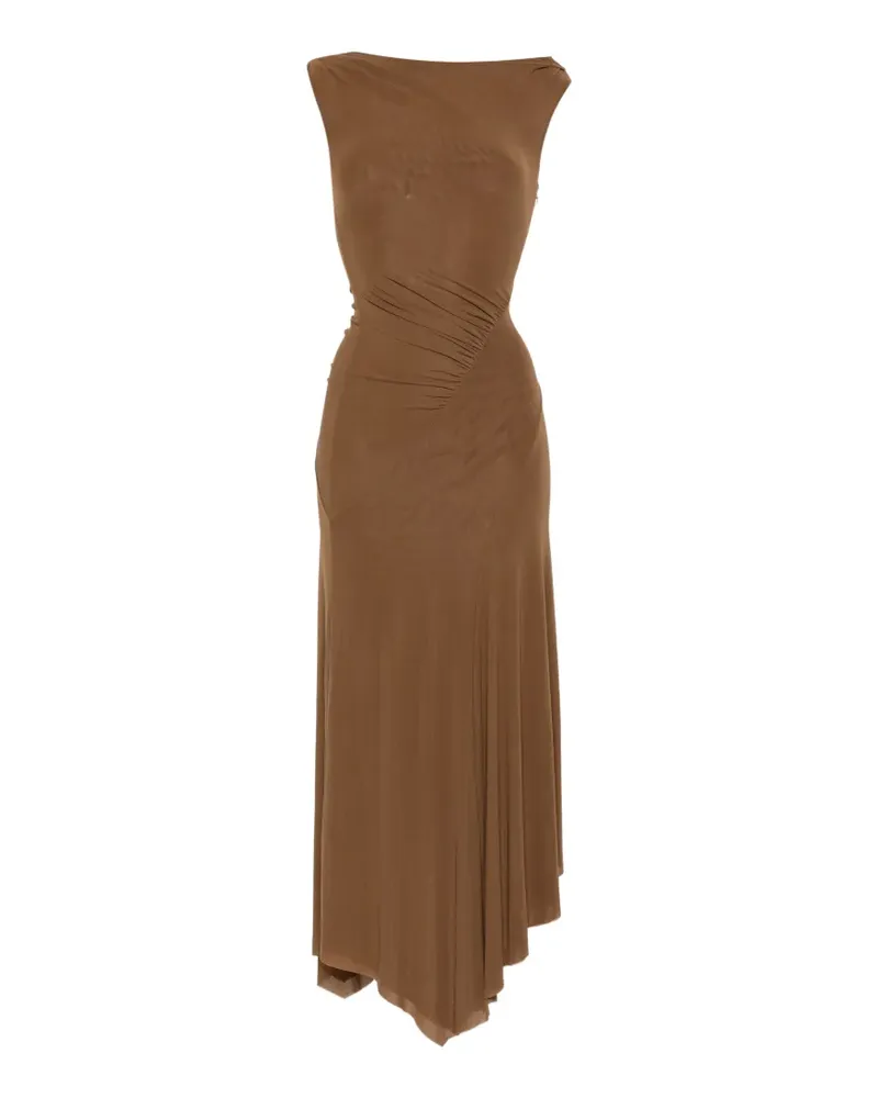 STAUD Asymmetrisches Kleid mit Raffung - Braun Braun