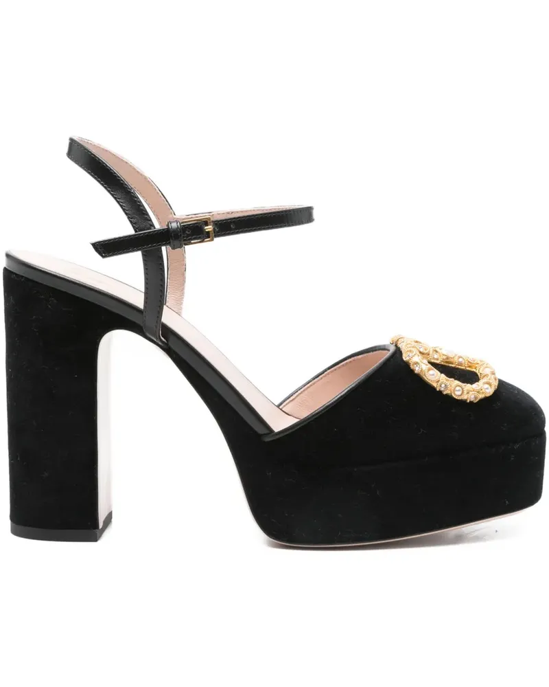 Valentino Garavani Mules mit Plateau 105mm - Schwarz Schwarz