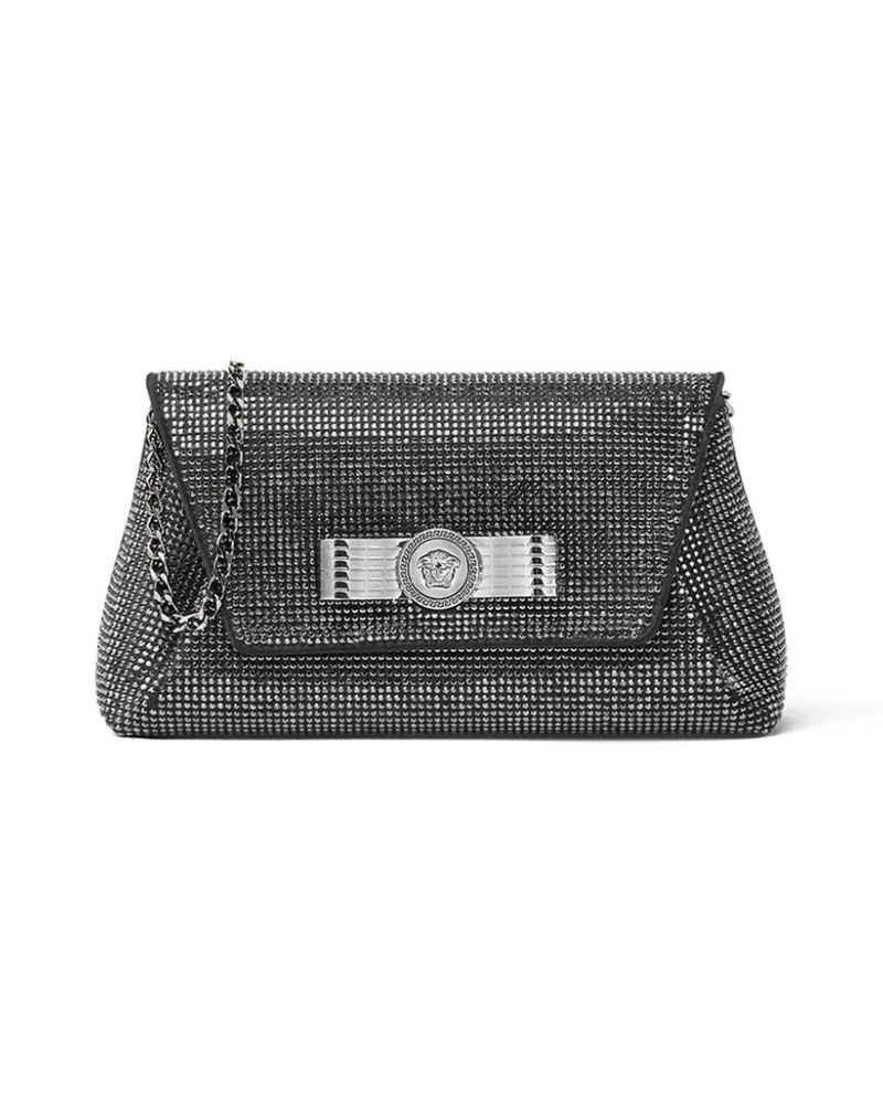 Versace Gianni Ribbon Clutch mit Kristallen - Schwarz Schwarz