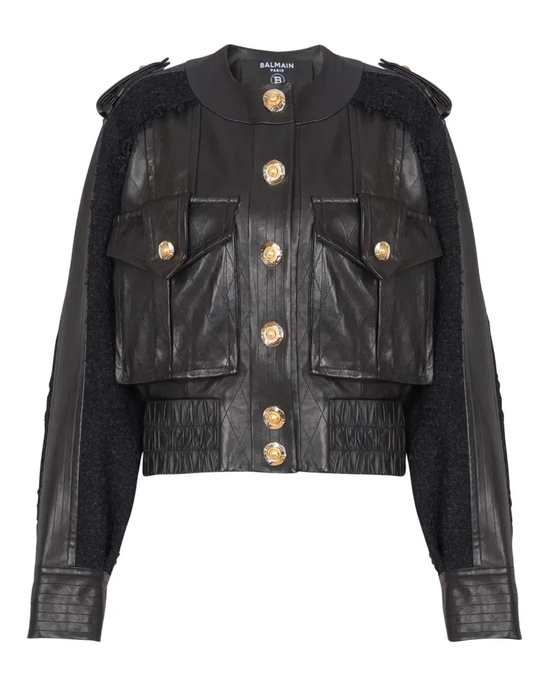 Balmain Bomberjacke mit Tweed-Einsatz - Schwarz Schwarz