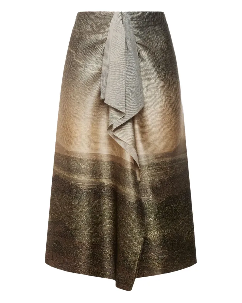Pierre-Louis Mascia ruffle-detail midi skirt - Braun Braun