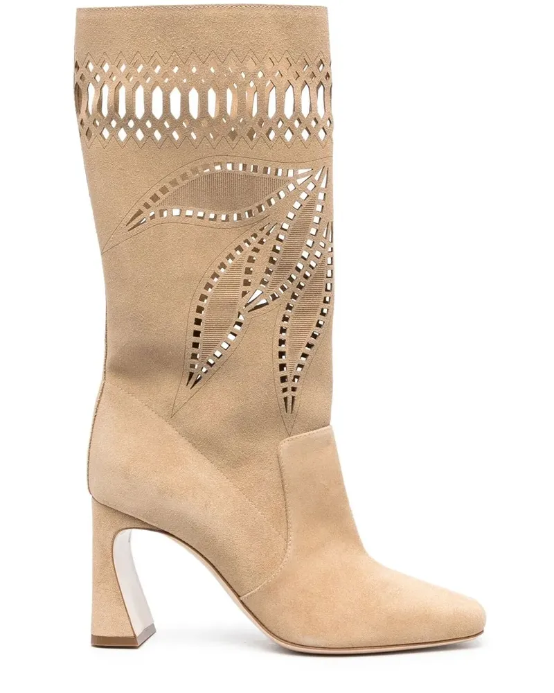 Alberta Ferretti Stiefeletten aus Wildleder 90mm - Nude Nude