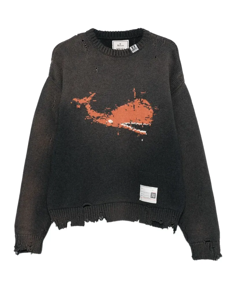 MIHARAYASUHIRO Intarsien-Pullover mit Wal-Motiv - Schwarz Schwarz