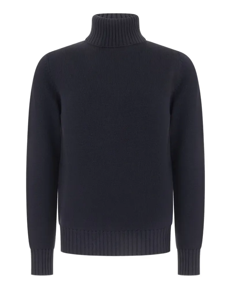 Alpha Studio Fein gestrickter Rollkragenpullover - Blau Blau