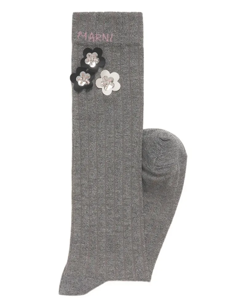 Marni ribbed daisy-detrail socks - Grau Grau