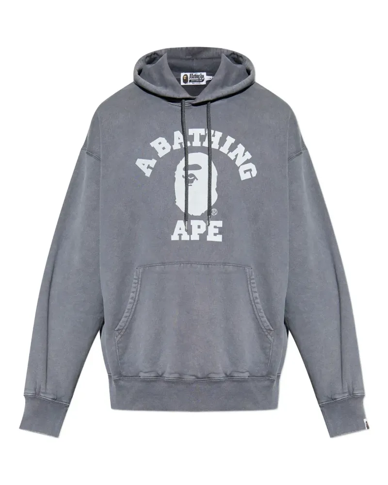 BAPE logo-print cotton hoodie - Grau Grau