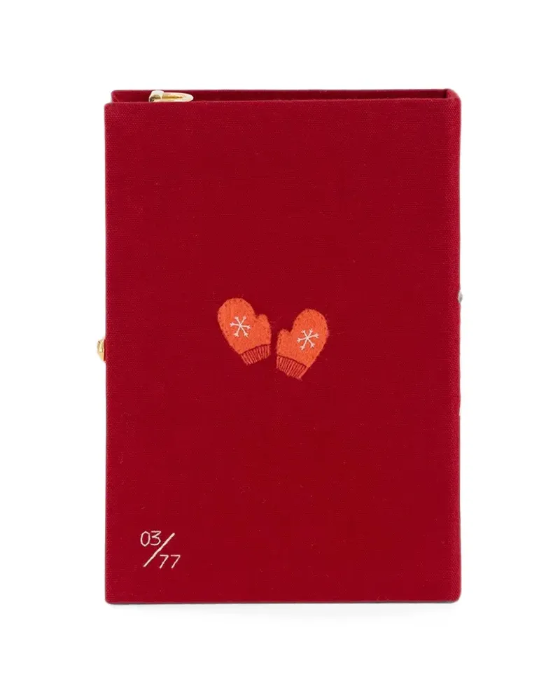 Olympia Le-Tan Ski in Aspen embroidered book mini bag - Rot Rot