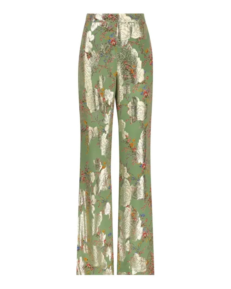 Valentino Garavani floral-brocade trousers - Grün Grün